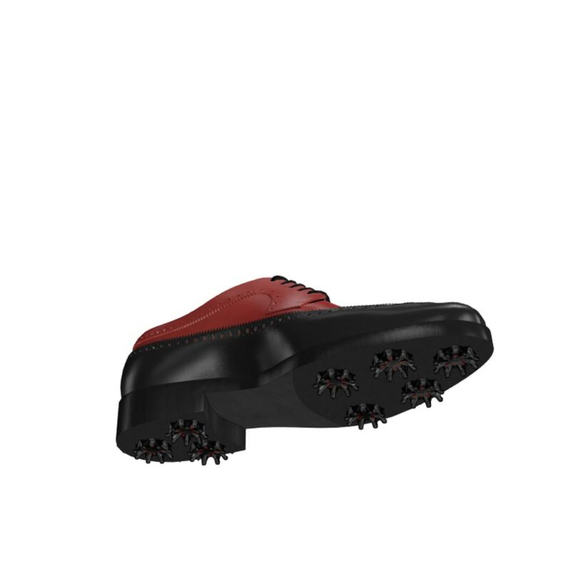 Bottom view of model Dylan, black and red painted calf leather Golf BespokeShoes