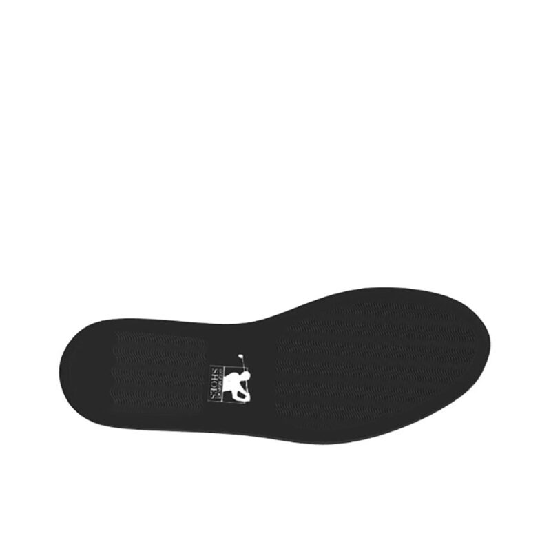 Bottom view of model Thomas, Black painted calf and Houndstooth Golf BespokeShoes