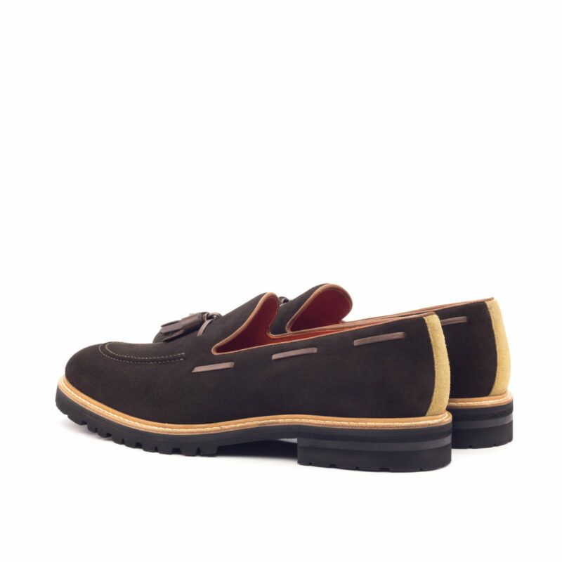 Bottom view of model Leonard, dark brown box calf,lux suede,painted calf Golf BespokeShoes