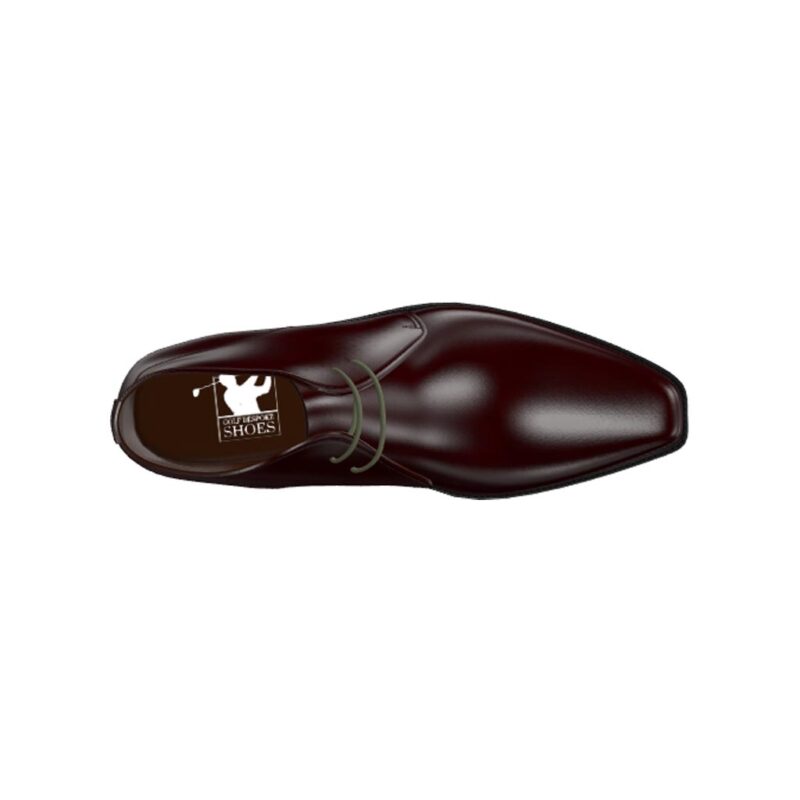 Bottom view of model Flavio, burgundy cordovan leather Golf BespokeShoes