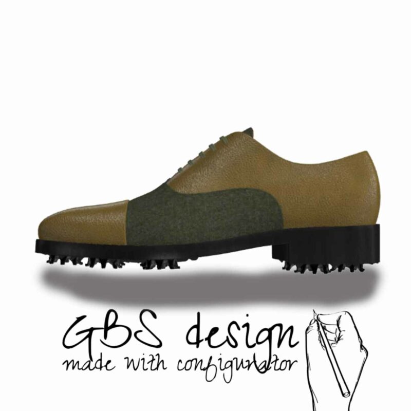 View of model Adamo, exclusive leather and fabric golf shoes Model Oxford - Adamo Golf BespokeShoes
